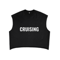 Black FETISHISTO cruising tank top with bold white CRUISING text on front