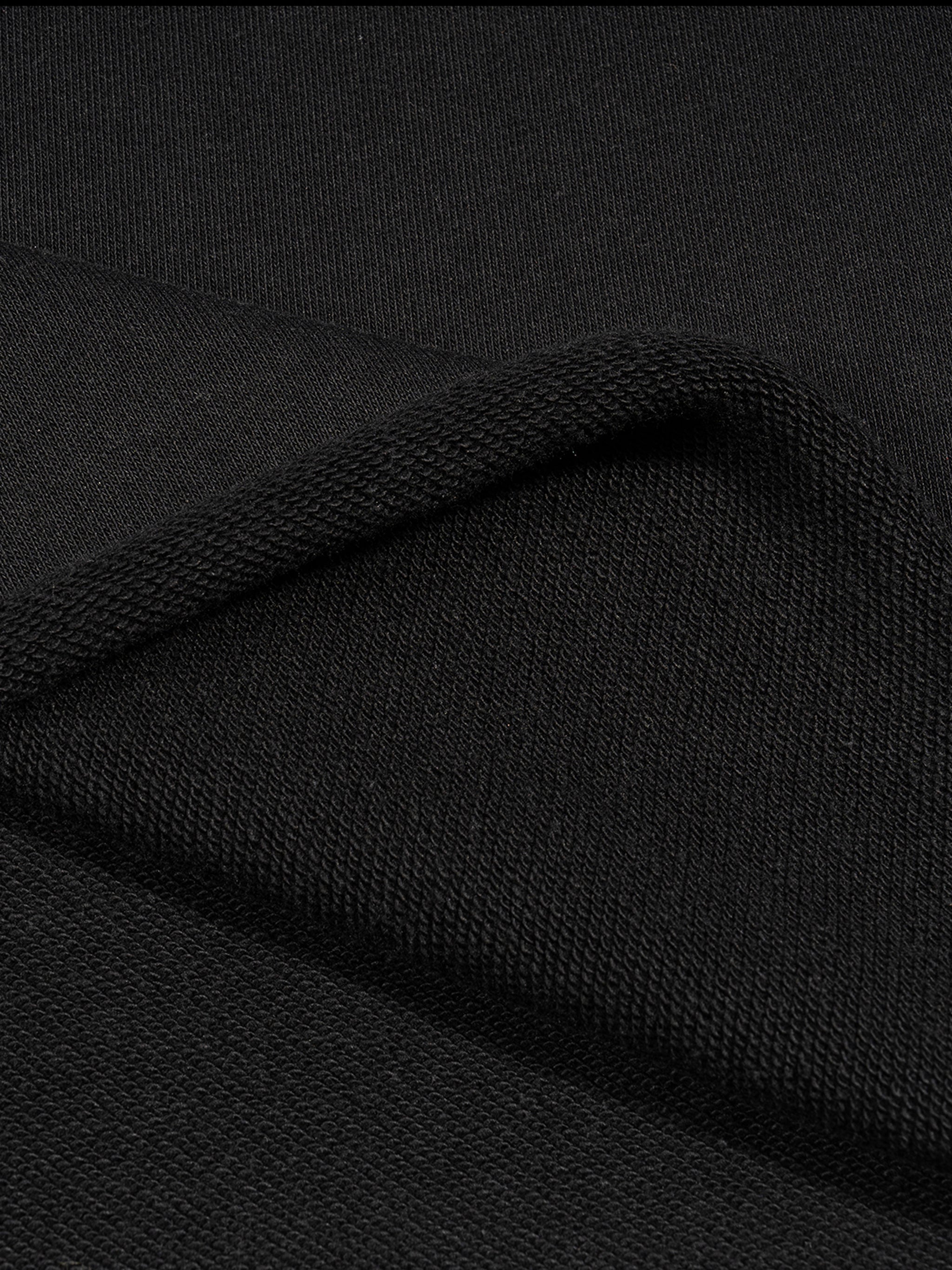 Close-up texture of black fabric used in FETISHISTO french terry boxy tank top showing soft knit detail