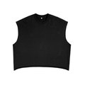FETISHISTO black french terry boxy tank top with sleeveless design and relaxed fit