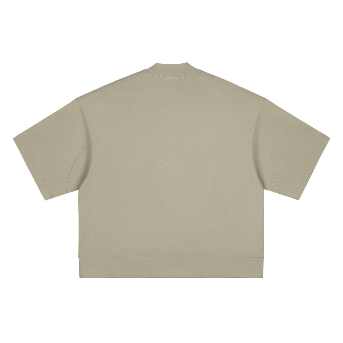 Beige heavyweight mock neck fetish t-shirt from FETISHISTO with short sleeves and relaxed fit