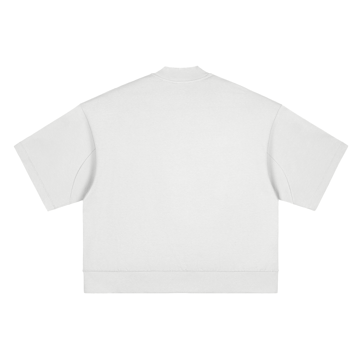 White heavyweight mock neck fetish t-shirt from FETISHISTO with short sleeves and relaxed fit