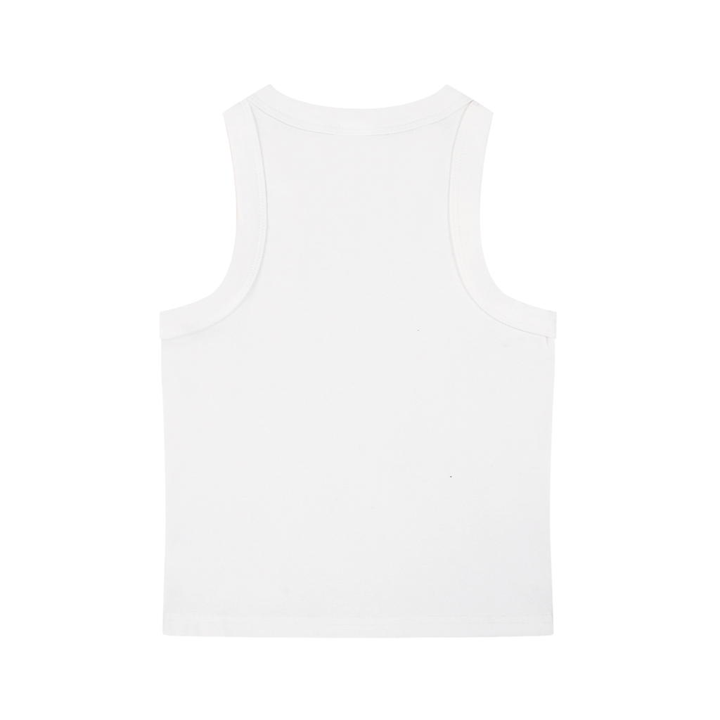 FETISHISTO snow washed tank top in white with sleeveless design and crew neckline
