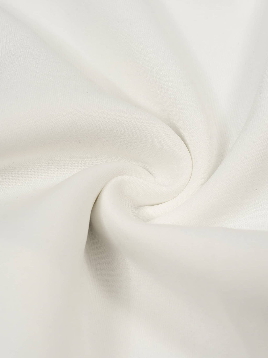 Close-up view of soft white fabric texture for striped rib collar zip jacket by FETISHISTO