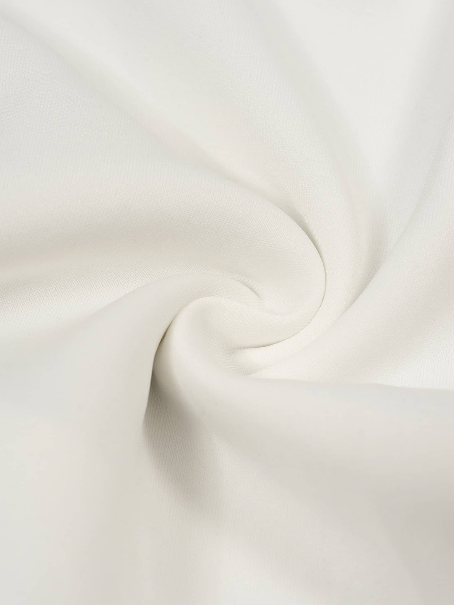 Close-up view of soft white fabric texture for striped rib collar zip jacket by FETISHISTO