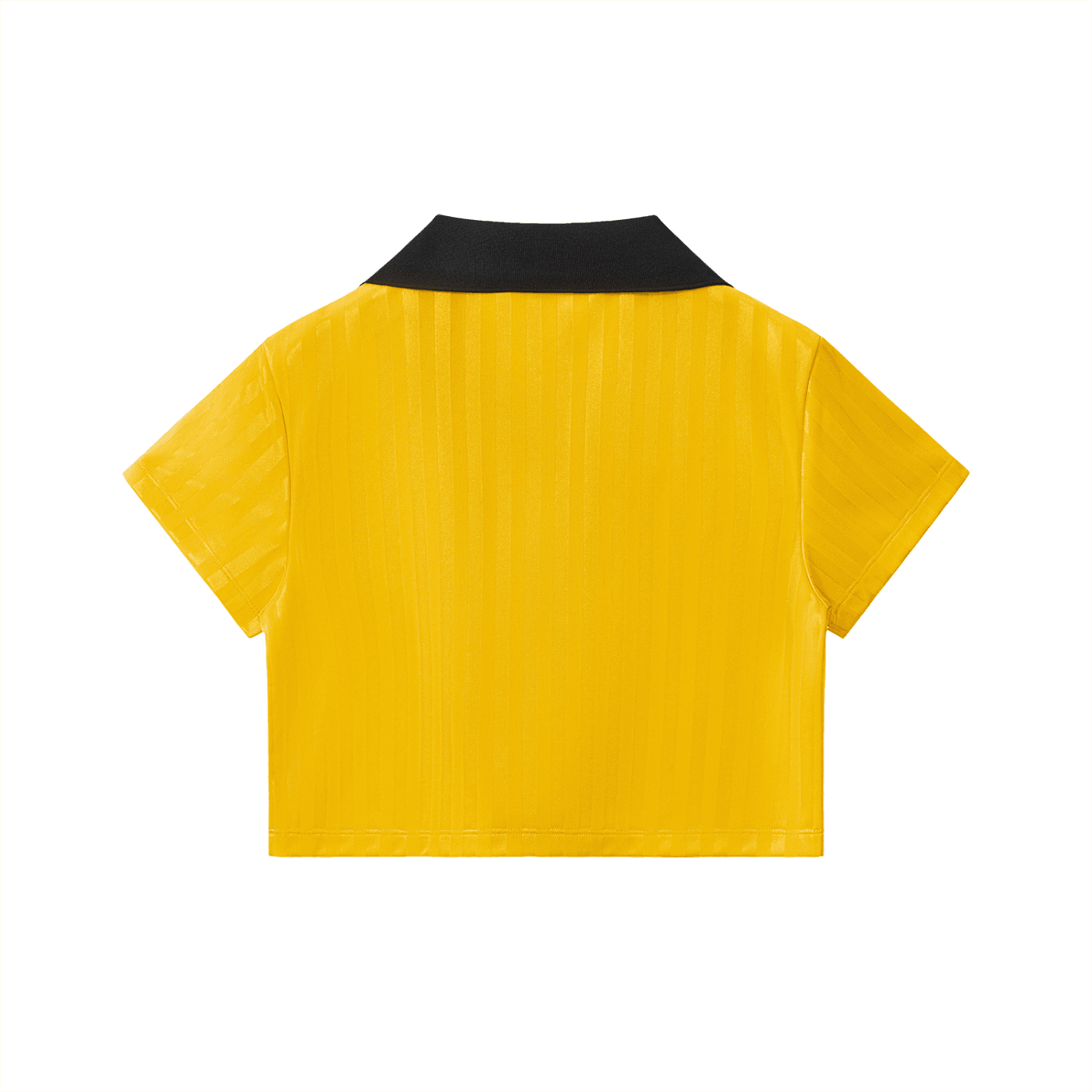 Yellow contrast collar cropped jersey with short sleeves and black collar by ODMPOD