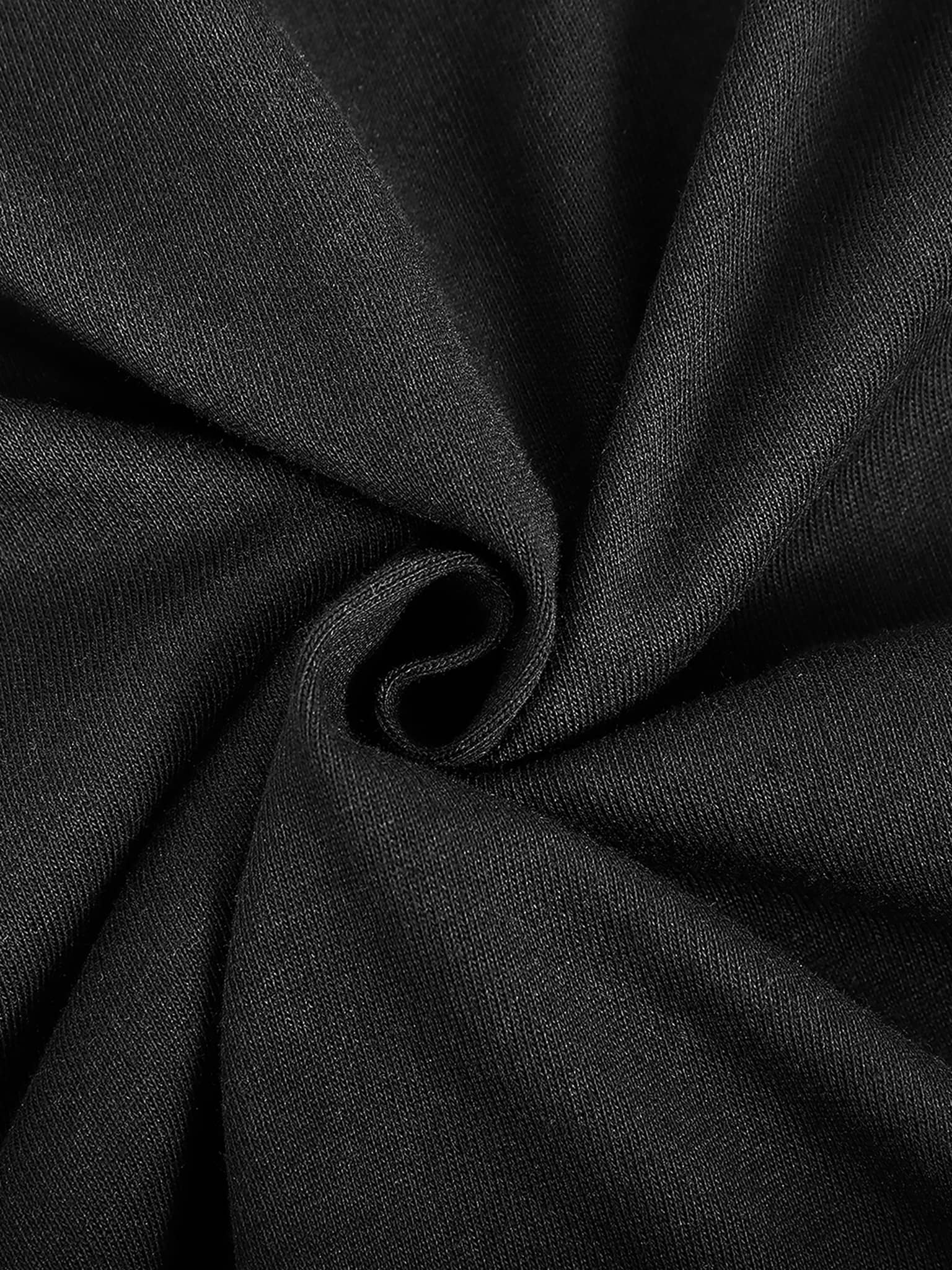 Close-up of black fabric texture for contrast piped fetish t-shirt by FETISHISTO