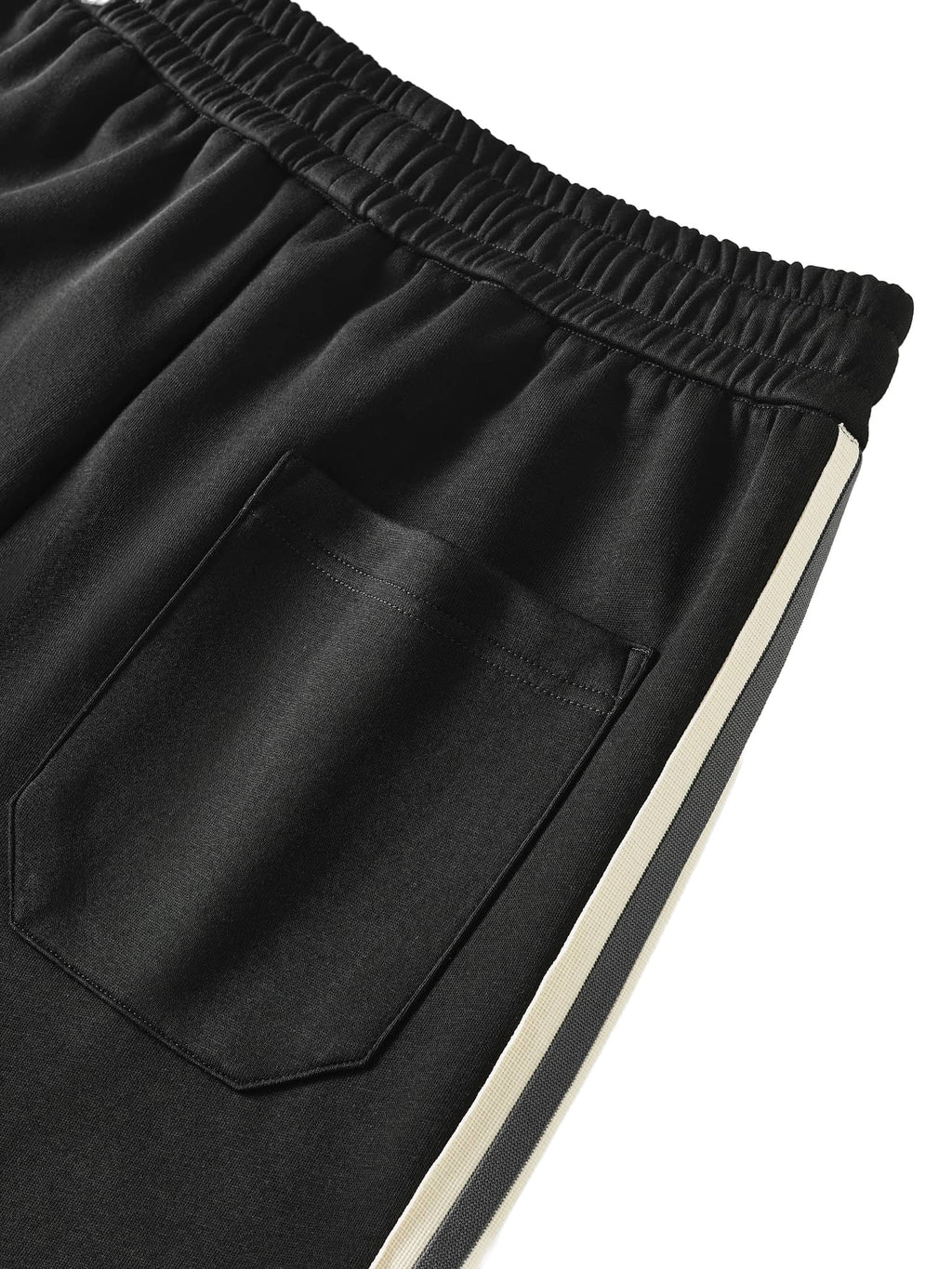 FETISHISTO black contrast side-stripe straight-leg pants with elastic waistband and back pocket