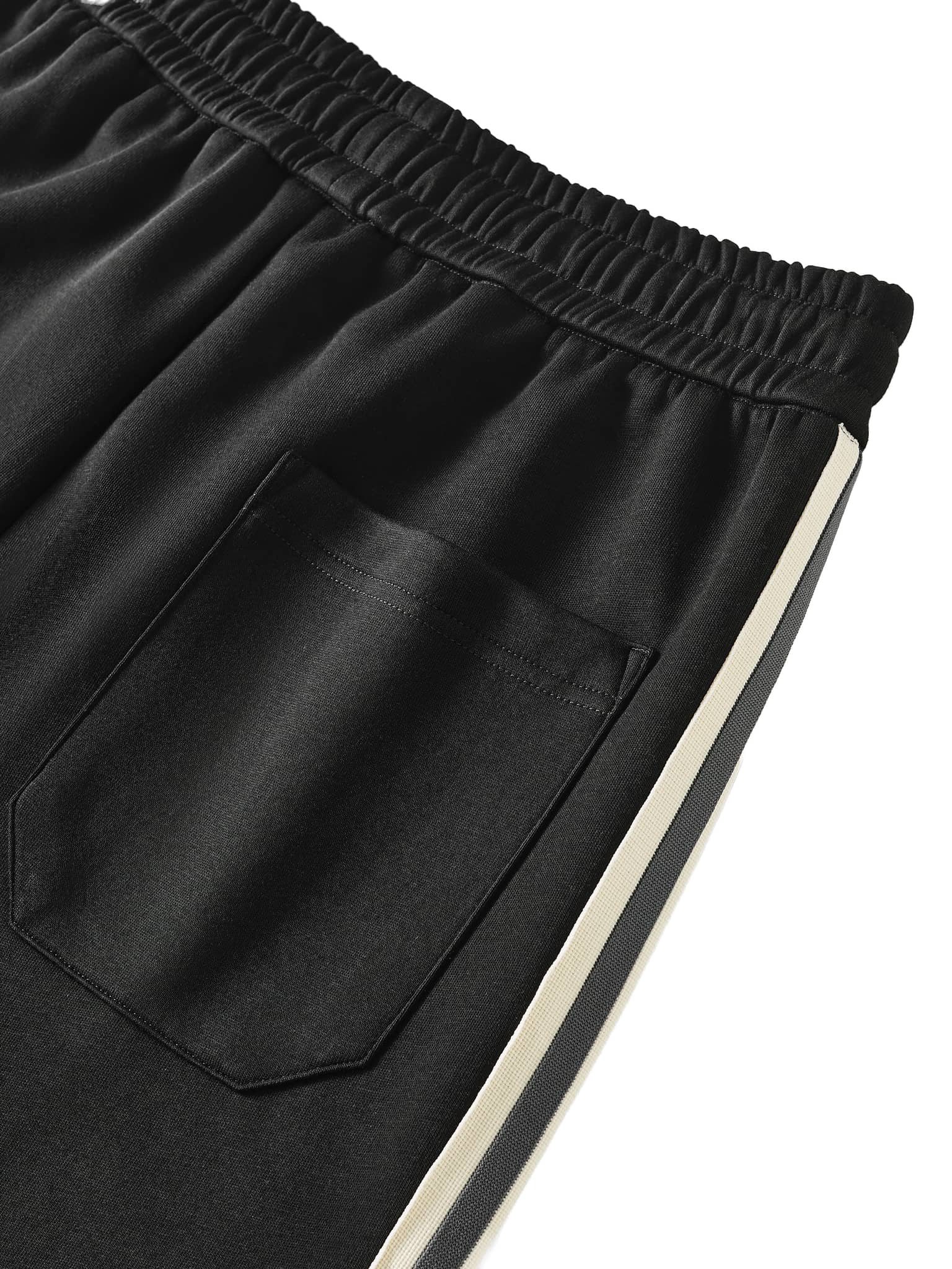 FETISHISTO black contrast side-stripe straight-leg pants with elastic waistband and back pocket