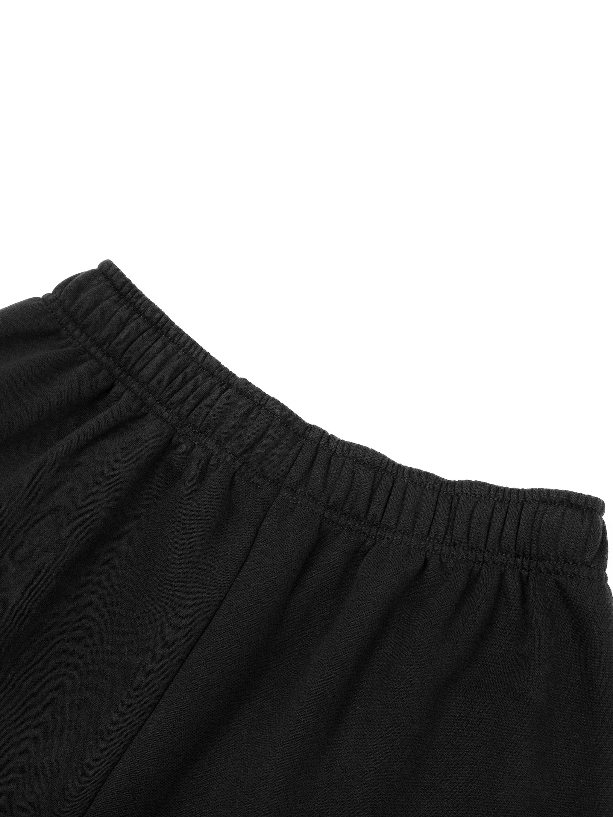 Black contrast stitch fleece sweatpants waistband with elastic band by FETISHISTO