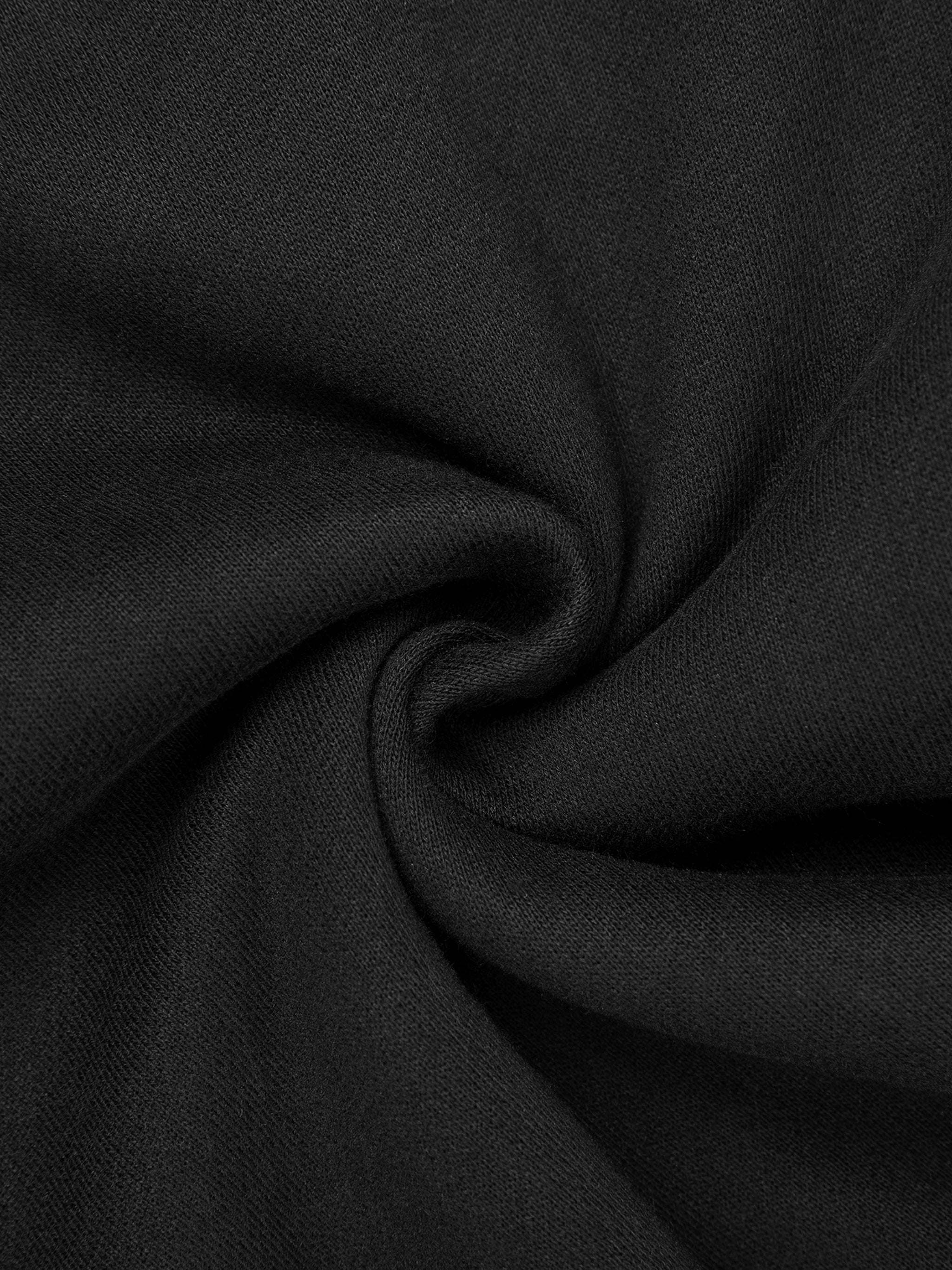 Close-up detail of black fabric texture for contrast stitch fleece sweatpants by FETISHISTO