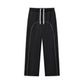 FETISHISTO black contrast stitch fleece sweatpants with white drawstring and relaxed fit