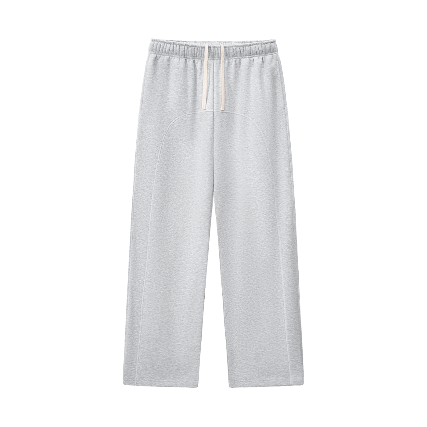 FETISHISTO light gray contrast stitch fleece sweatpants with elastic waistband and drawstring