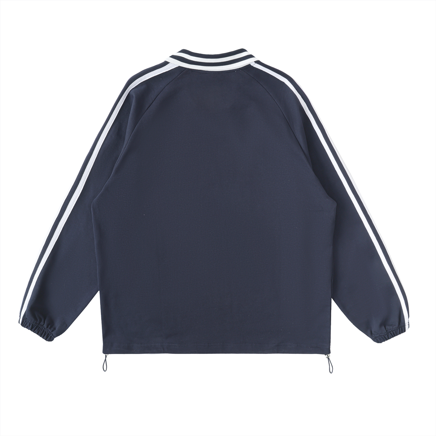 FETISHISTO navy contrast striped collar sweatshirt with white stripes on sleeves and collar