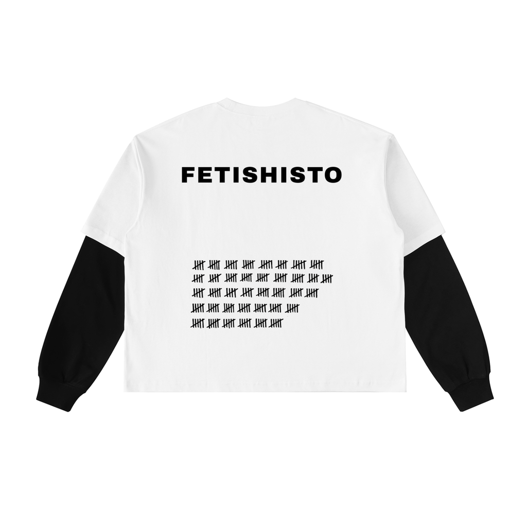 Layered Contrast Sleeve Cotton T-Shirt