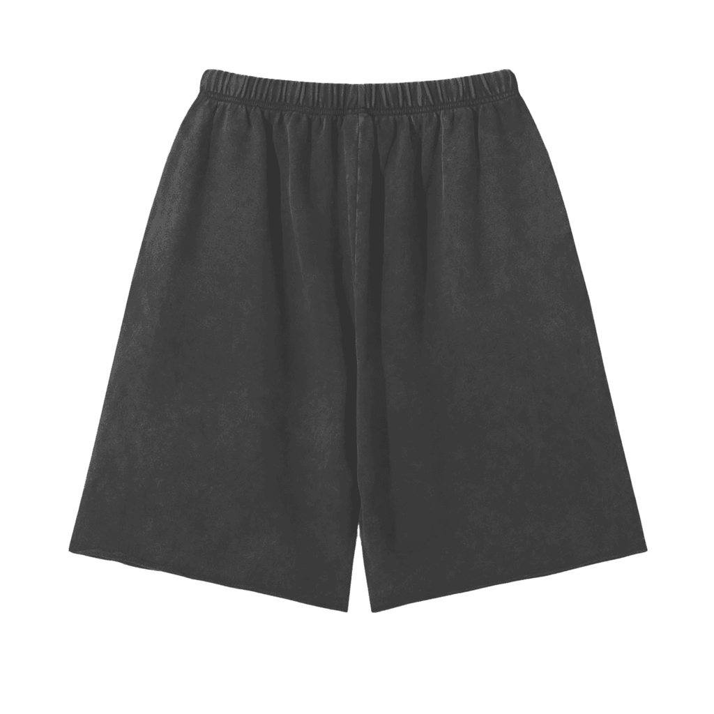 FETISHISTO distressed casual black shorts with elastic waistband for comfortable everyday wear