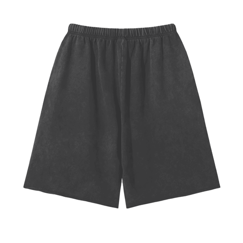 FETISHISTO distressed casual black shorts with elastic waistband for comfortable everyday wear