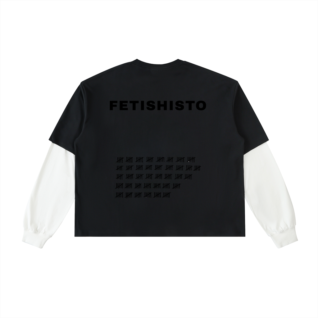 Layered Contrast Sleeve Cotton T-Shirt