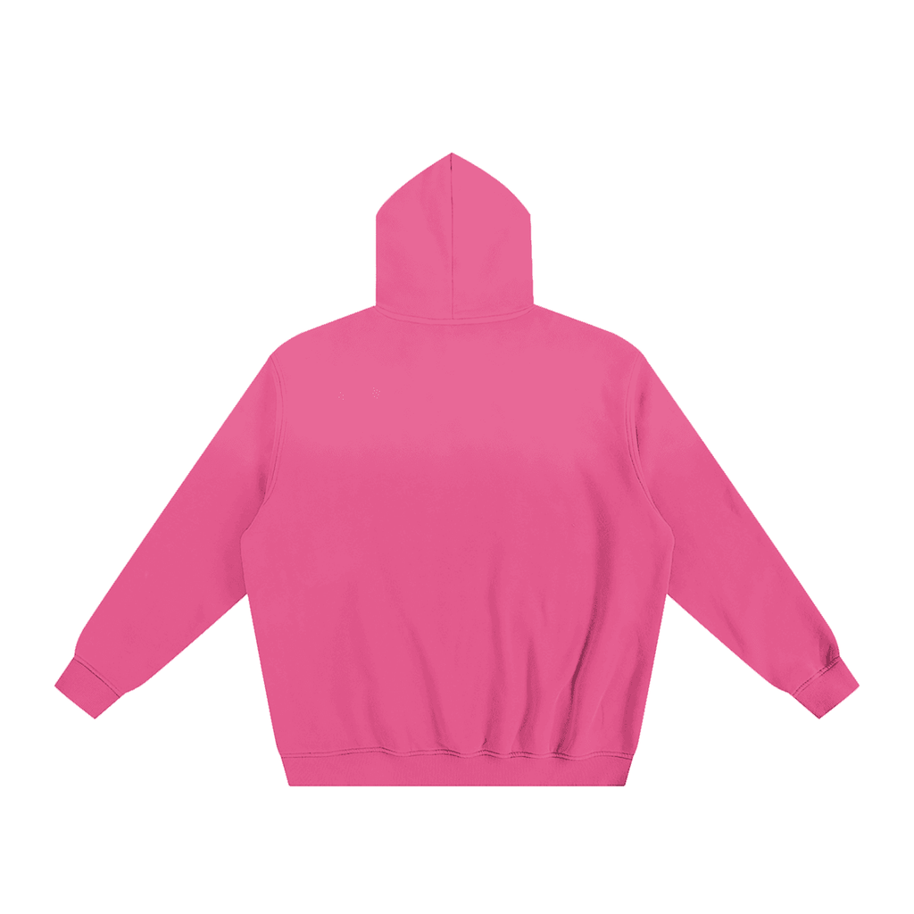 FETISHISTO pink fetish fashion hoodie with long sleeves and hood, back view