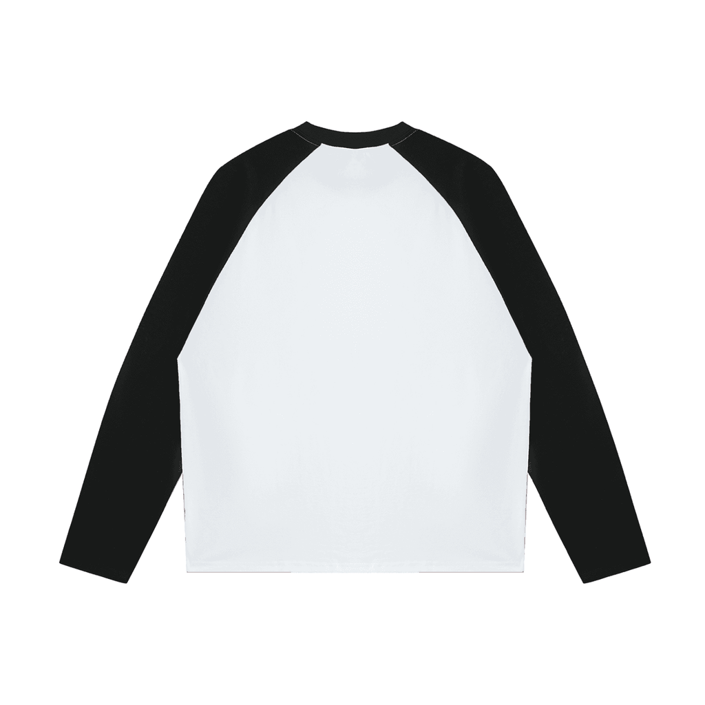 FETISHISTO black and white fetish fashion raglan long sleeve shirt with contrasting sleeves