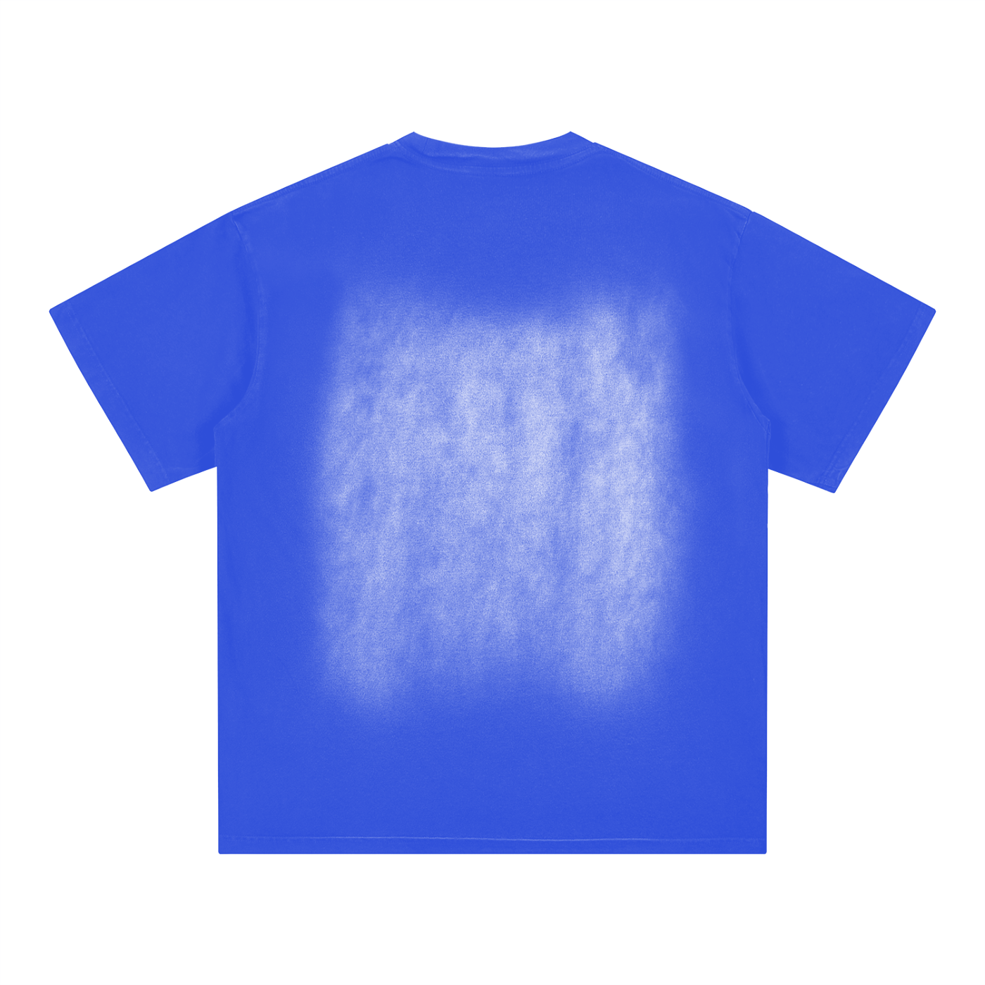 FETISHISTO blue fetish fashion washed t-shirt with a faded white washed effect on the back