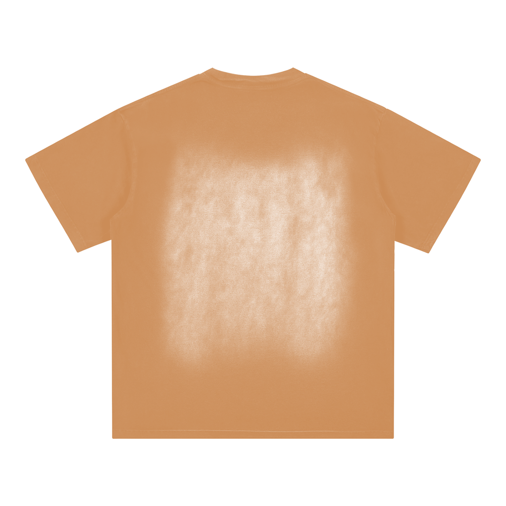 FETISHISTO fetish fashion washed t-shirt in tan with a faded washed effect on the back