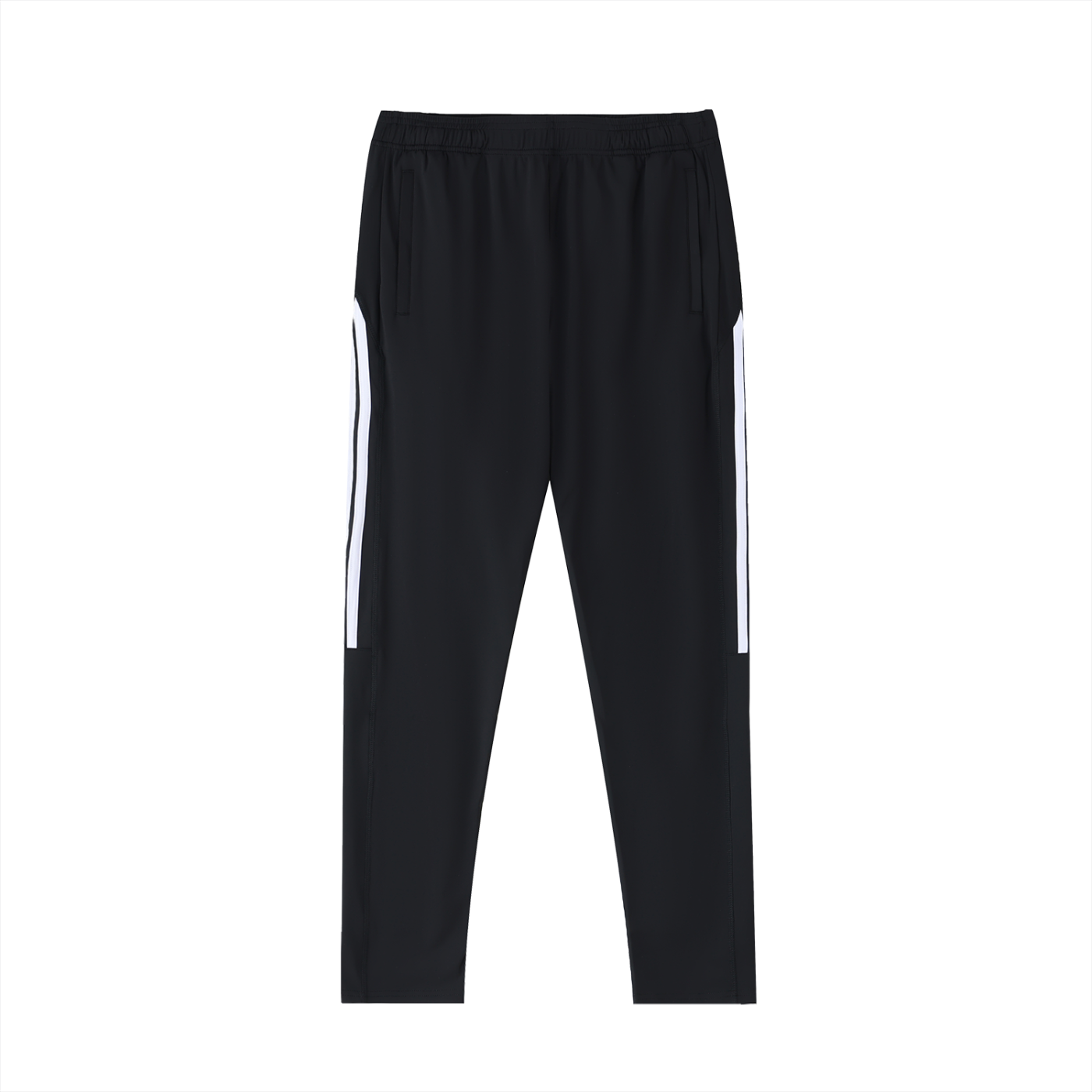 FETISHISTO black fetish running pants with white side stripes and elastic waistband
