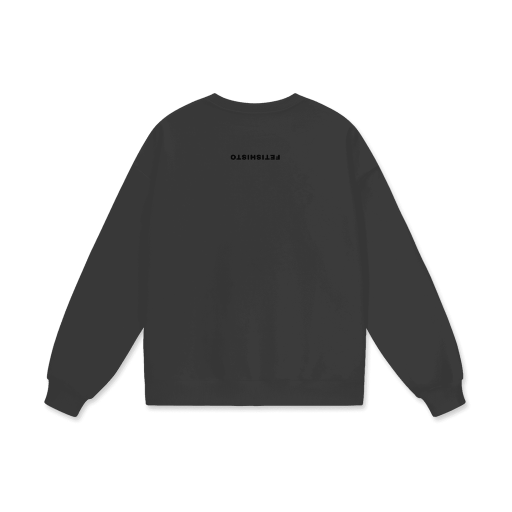 Black FETISHISTO fetish sweatshirt heavyweight with long sleeves and minimalist design on back