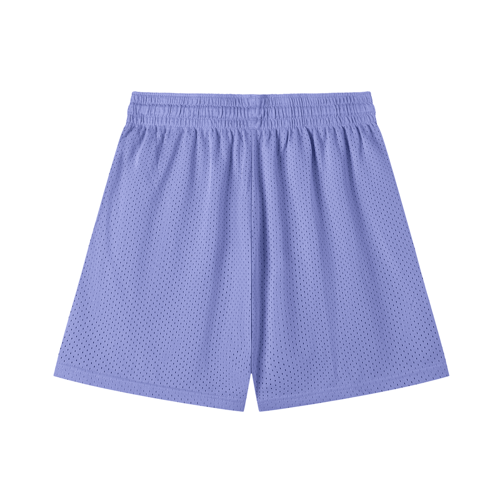 FETISHISTO mesh drawstring fetish shorts in light purple with breathable perforated fabric