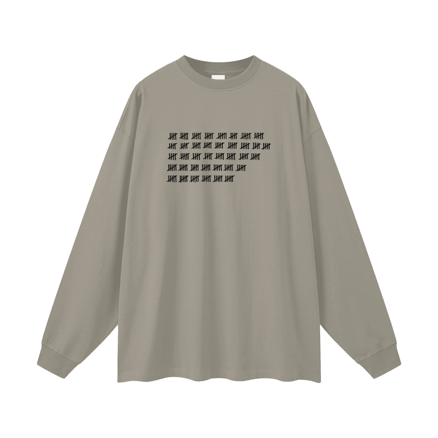FETISHISTO oversized fetish long sleeve shirt in muted olive with black tally mark graphic