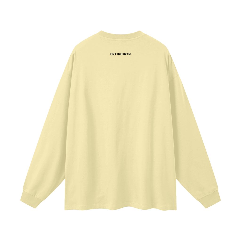 FETISHISTO oversized fetish long sleeve shirt in beige with simple back logo design