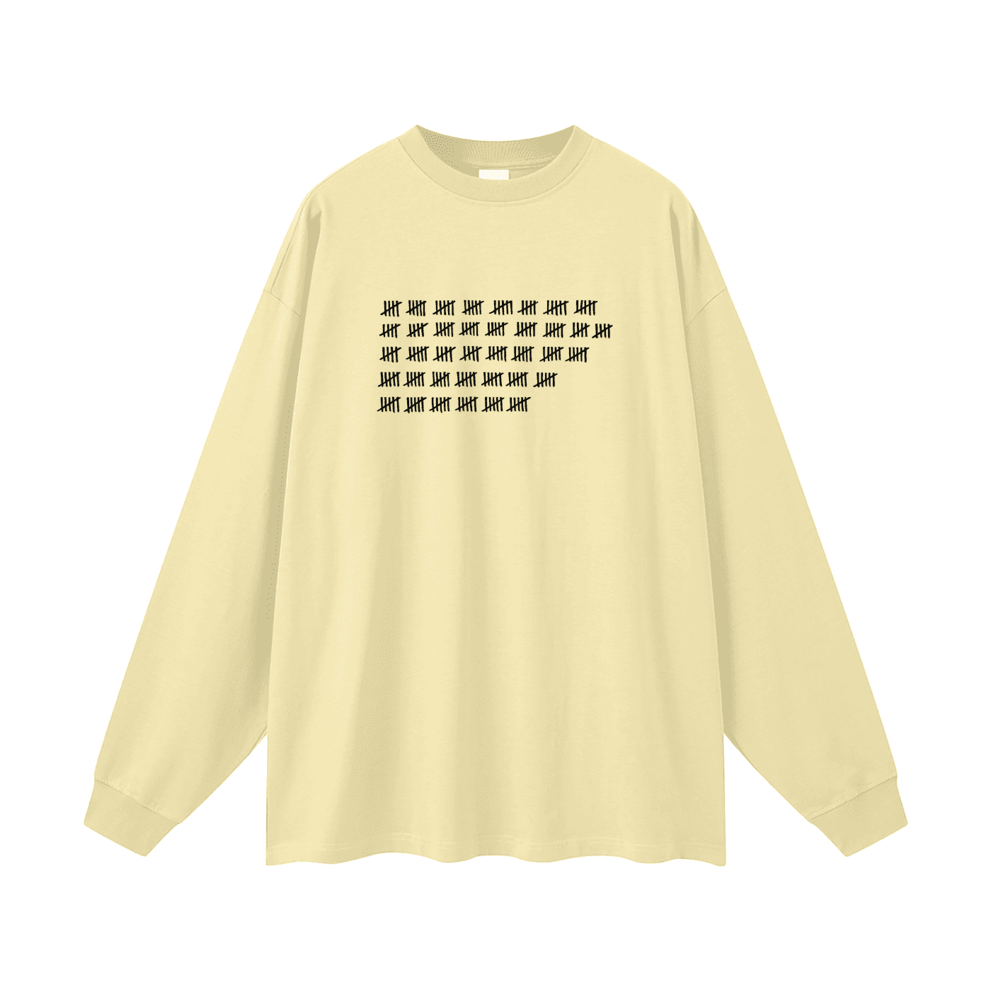 FETISHISTO oversized fetish long sleeve shirt in beige with black tally mark design on front