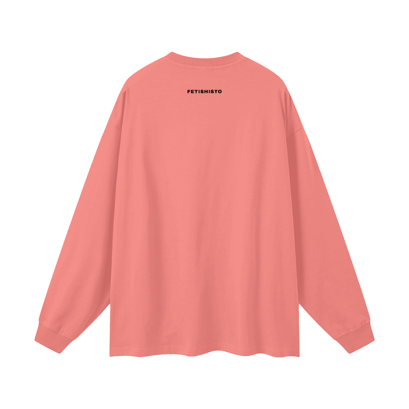FETISHISTO oversized fetish long sleeve shirt in coral pink with small black logo on back