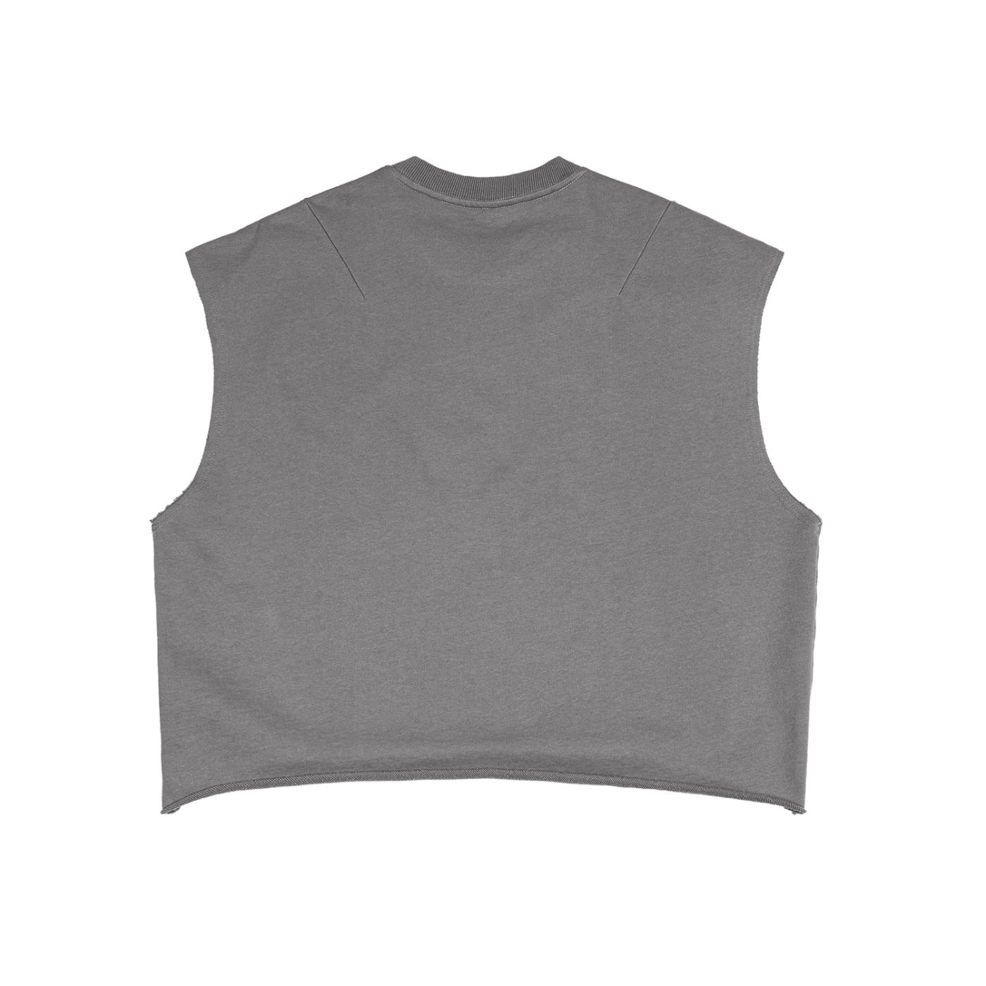 FETISHISTO gray french terry boxy tank top with sleeveless design and cropped fit