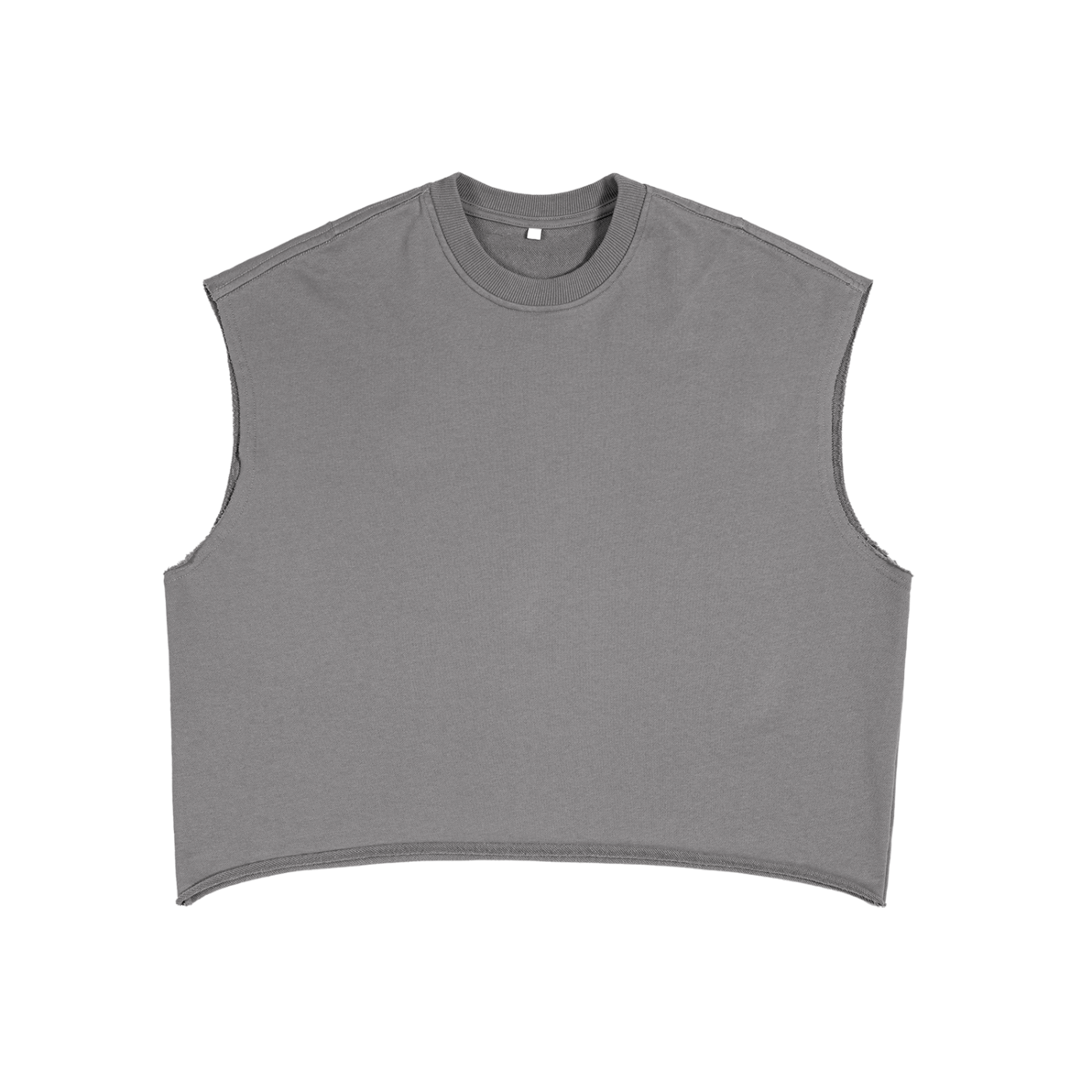 FETISHISTO gray french terry boxy tank top with sleeveless design and crew neckline