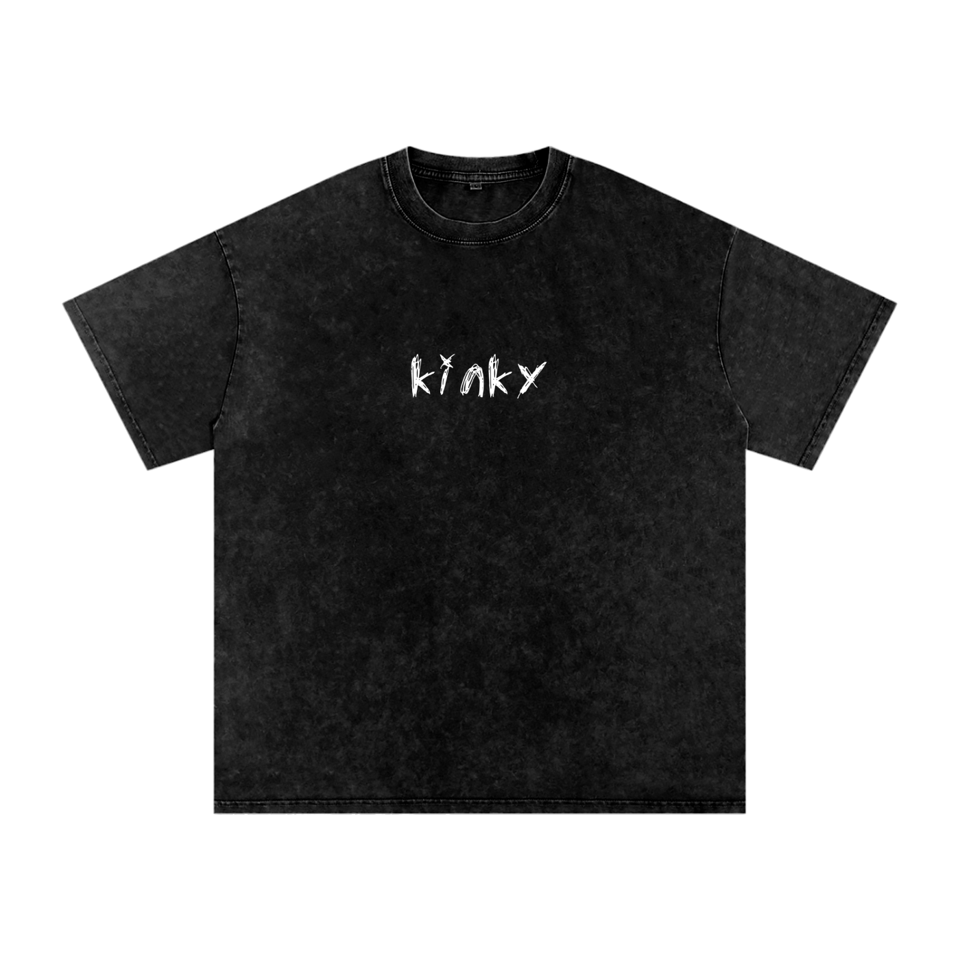 FETISHISTO black kinky oversized t-shirt with white stylized text design on front