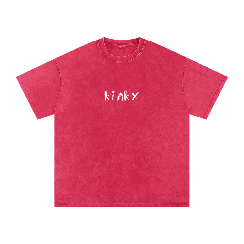 FETISHISTO red kinky oversized t-shirt with white text logo on front in casual fit