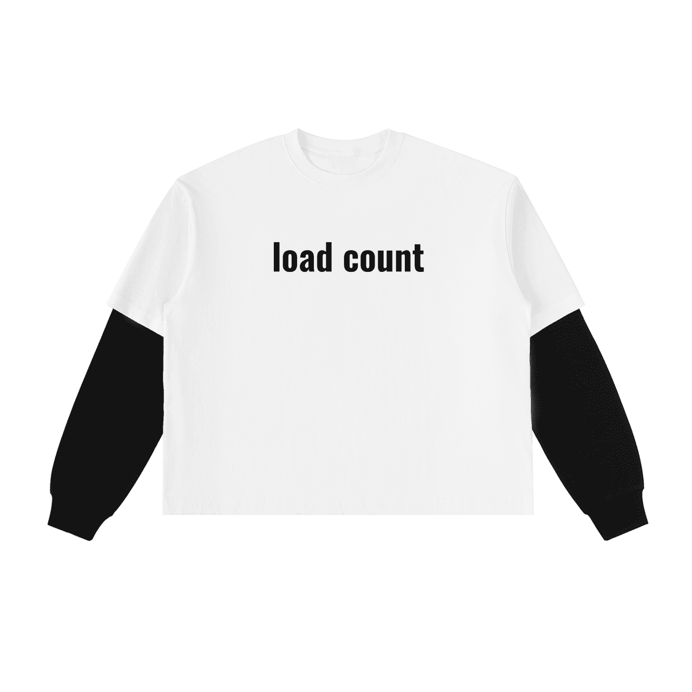 FETISHISTO white layered contrast sleeve t-shirt with black sleeves and load count text