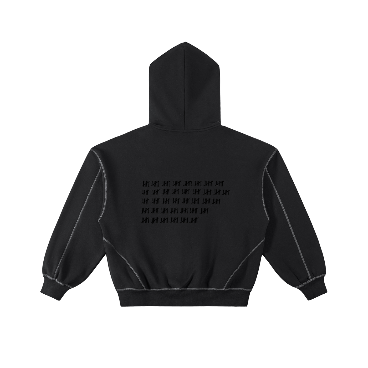 FETISHISTO black contrast-stitched fleece zip hoodie with hood and back graphic design