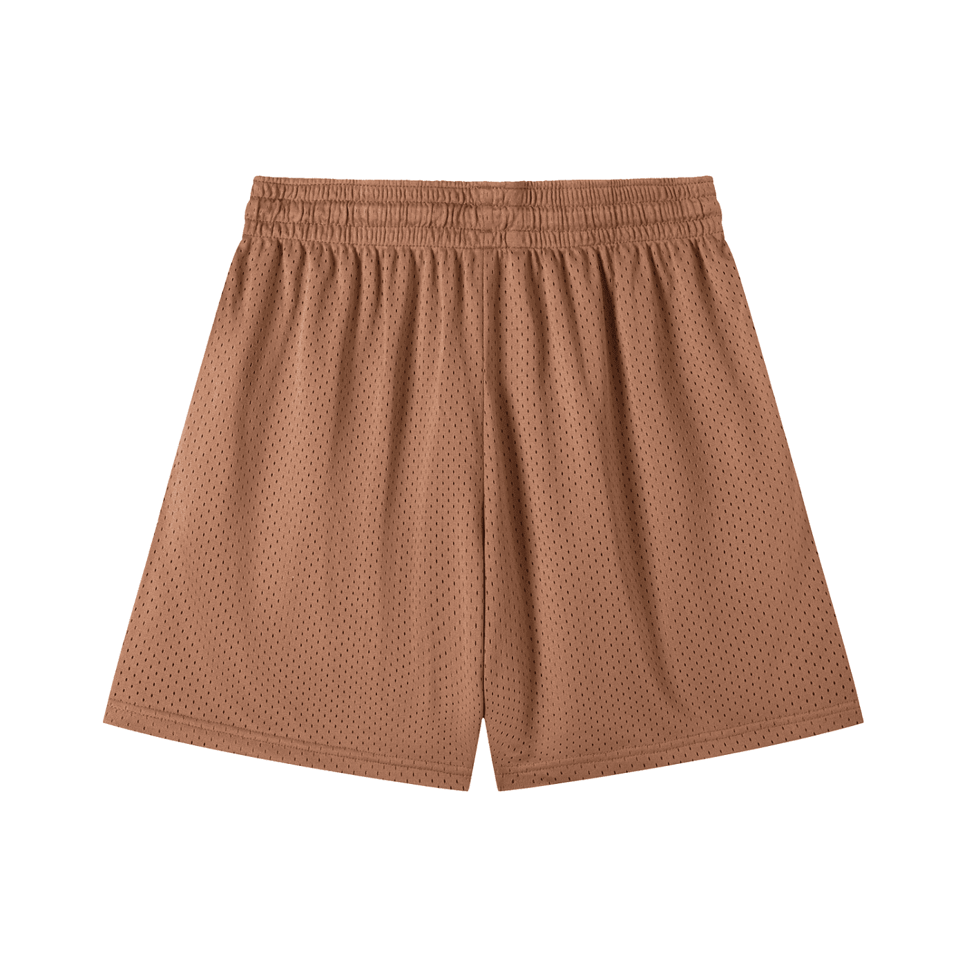FETISHISTO brown mesh drawstring shorts with breathable fabric and elastic waistband