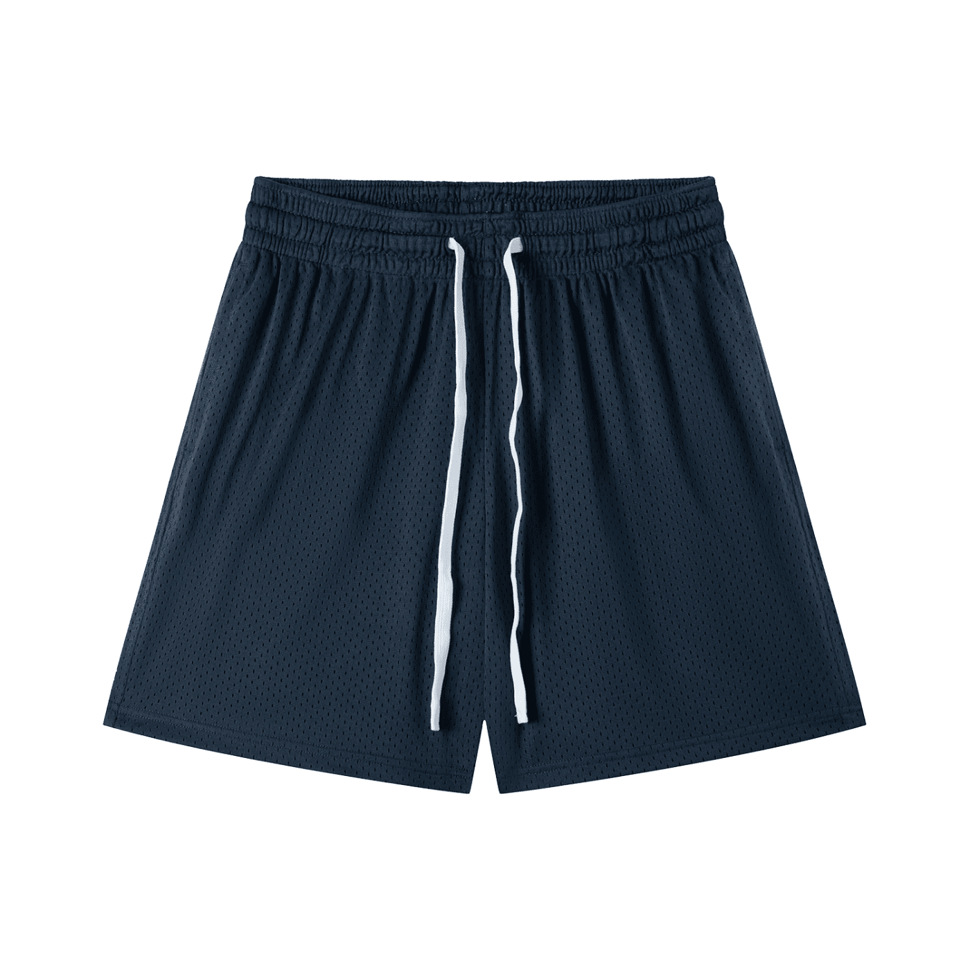 FETISHISTO black mesh drawstring shorts with white adjustable drawstrings and breathable fabric