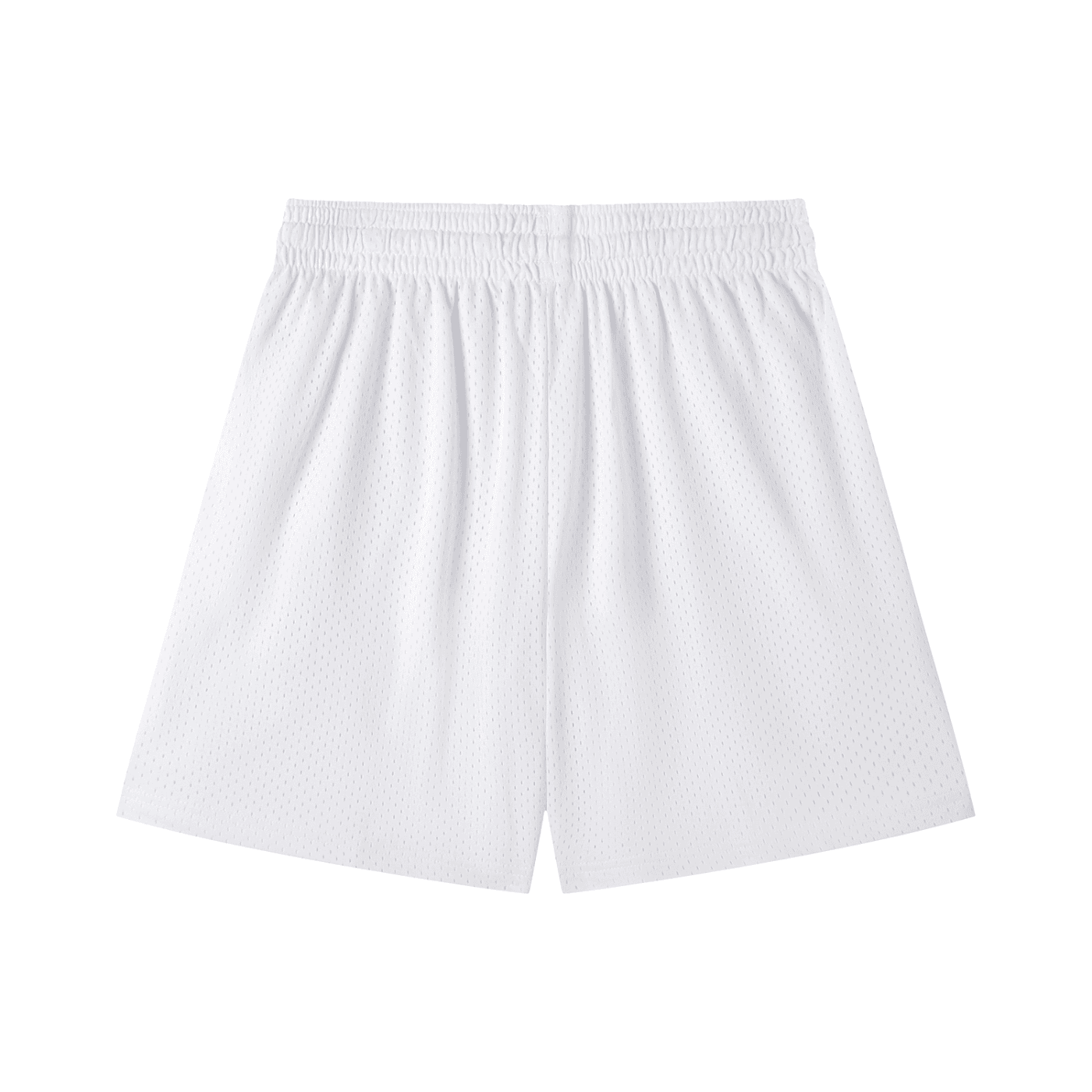 White mesh drawstring shorts with elastic waistband for adjustable comfort by FETISHISTO