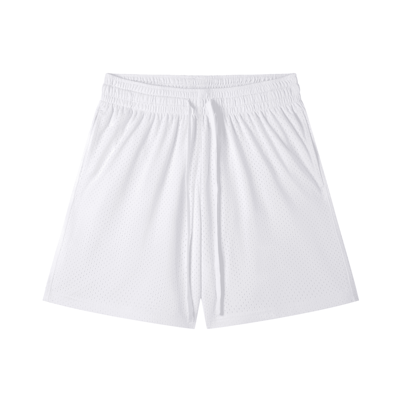 FETISHISTO white mesh drawstring shorts with elastic waistband and breathable fabric