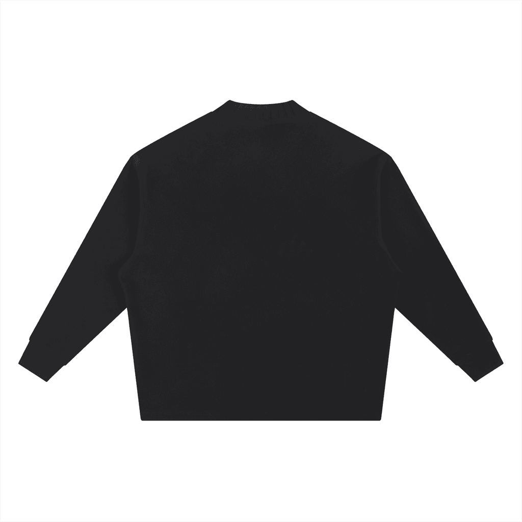FETISHISTO black oversize knitted round neck sweatshirt with long sleeves and ribbed cuffs