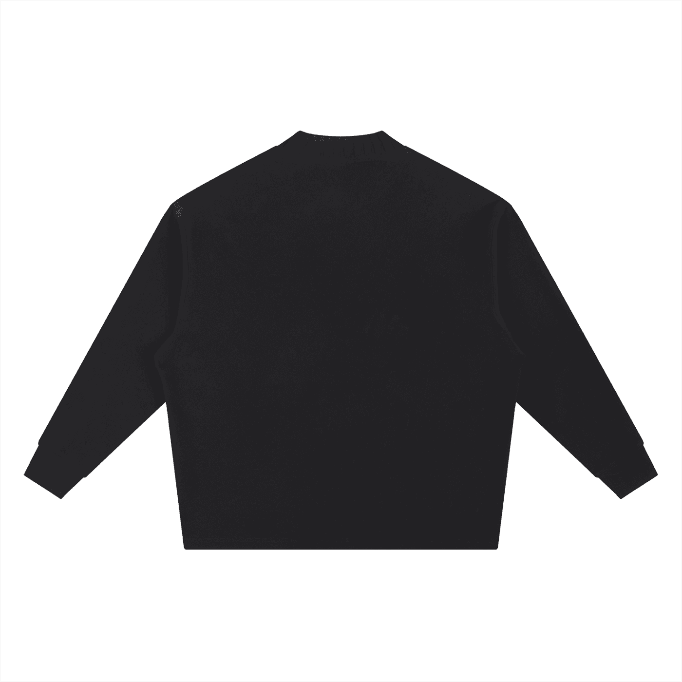FETISHISTO black oversize knitted round neck sweatshirt with long sleeves and ribbed cuffs