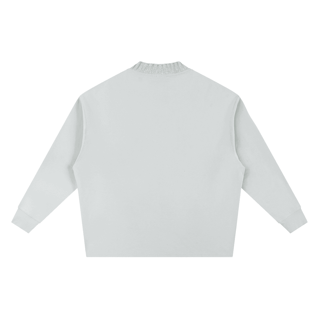 FETISHISTO light gray oversize knitted round neck sweatshirt with long sleeves and ribbed cuffs