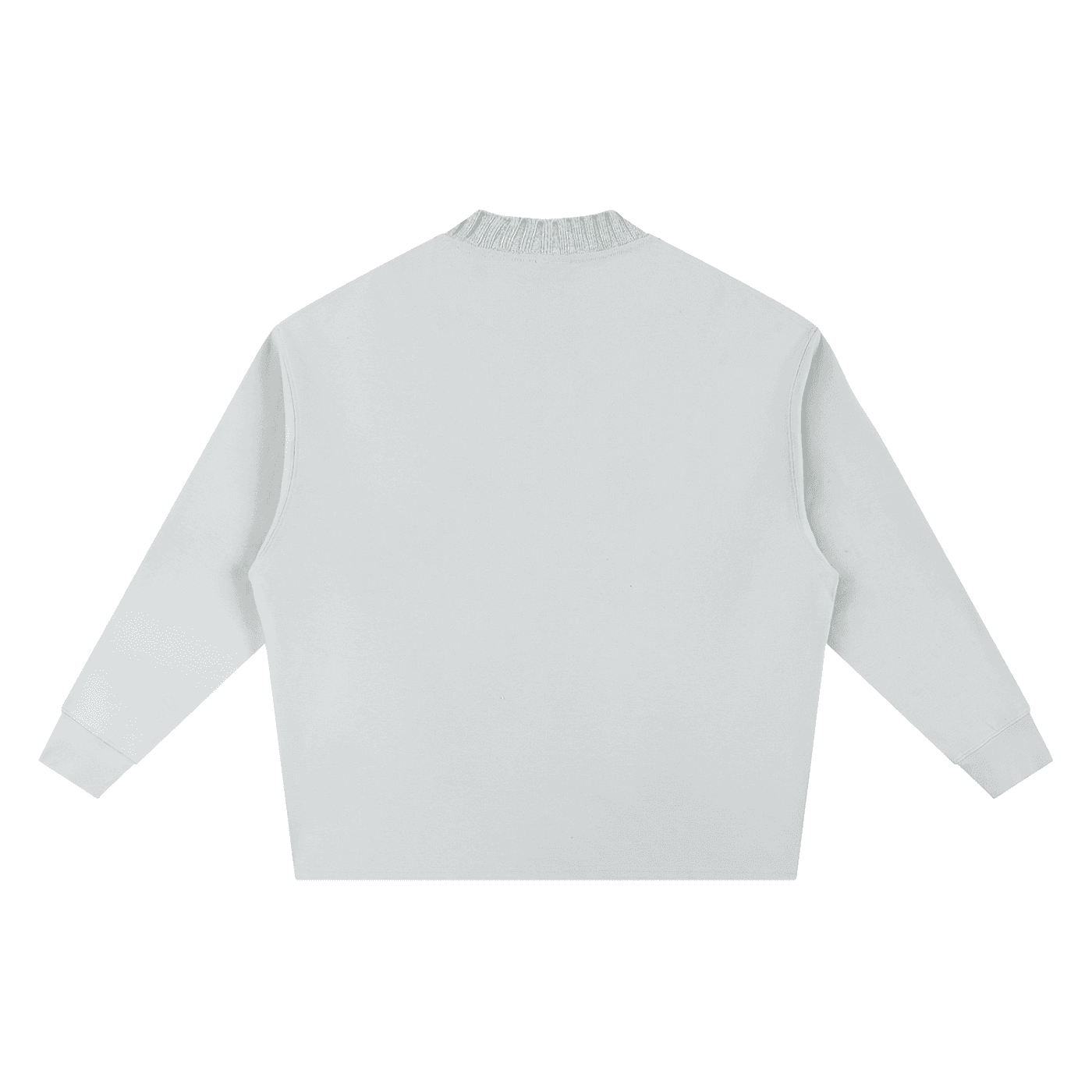 FETISHISTO light gray oversize knitted round neck sweatshirt with long sleeves and ribbed cuffs