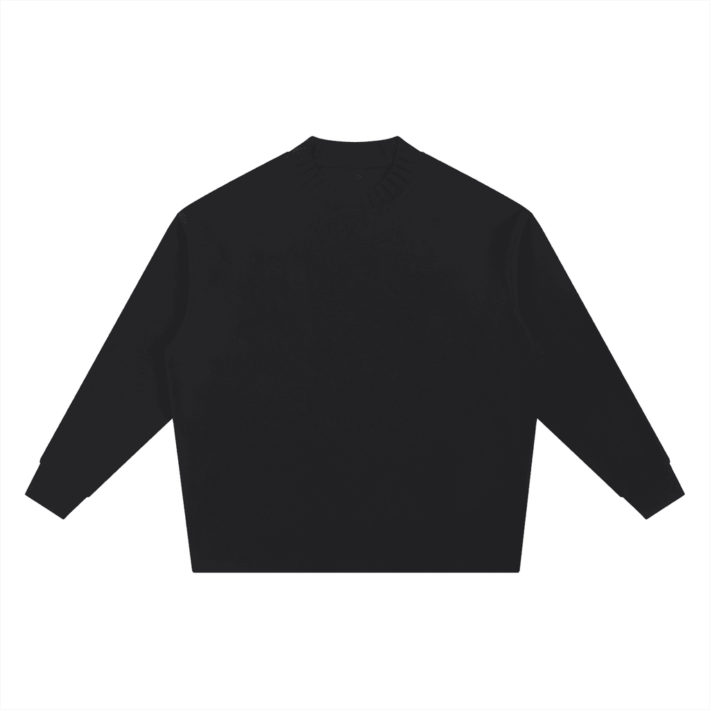 Black oversize knitted round neck sweatshirt from FETISHISTO with long sleeves and relaxed fit