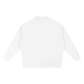 White oversize knitted round neck sweatshirt by FETISHISTO with long sleeves and relaxed fit