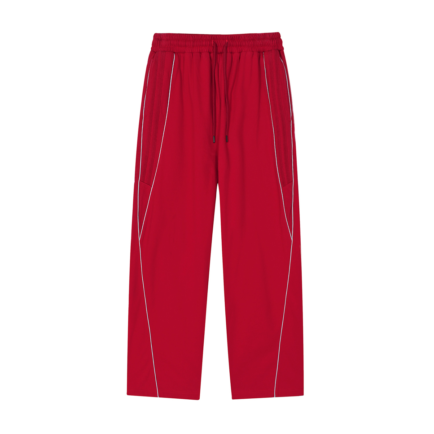FETISHISTO red reflection striped sweatpants with elastic waistband and drawstring