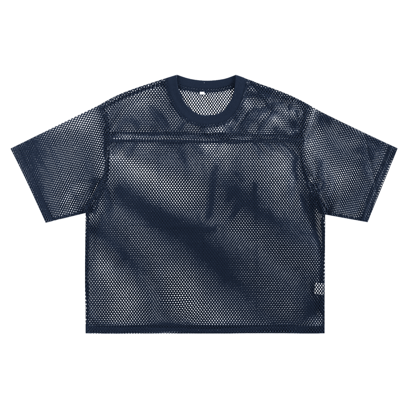 ODMPOD black see-through mesh t-shirt with short sleeves and round neckline